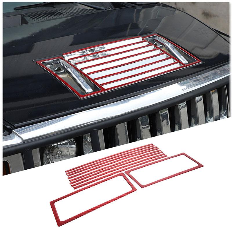 Red Soft Carbon Fiber Door Handle Steering Wheel Gear Shift Trim Cover Stickers Fit For Hummer H2 2003-2007 Interior Accessories