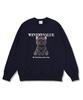 Wibelibellyu Dark Cat Oversized Special Double-Sided Sweatshirt Navy