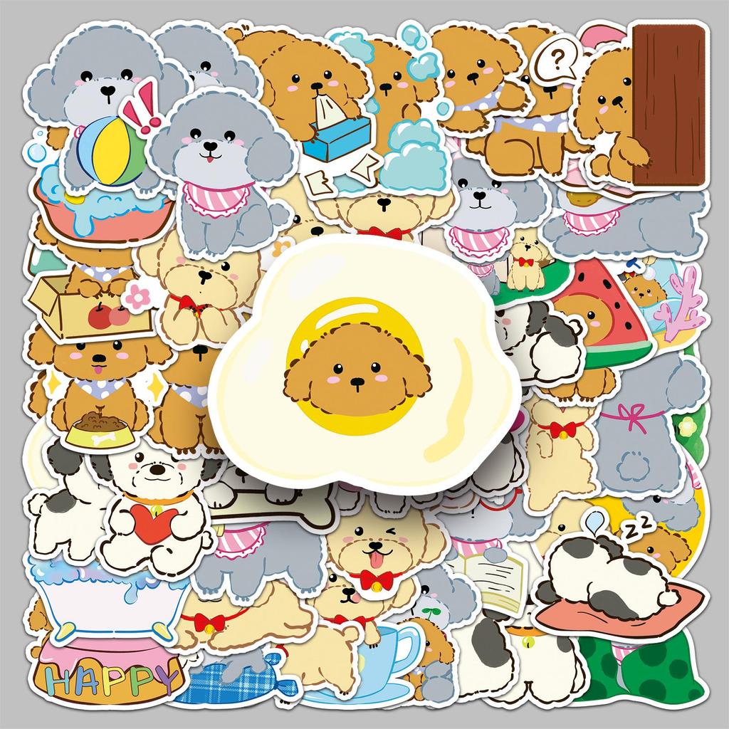 Teddy Stickers: 50pcs Cute Cartoon Dogs & Puppies, Waterproof Graffiti Decor for Phones