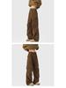 Men's Mylar Brown Cargo Pants: American Retro Multi-Pocket, Autumn/Winter CleanFit Micro-Flare Jeans