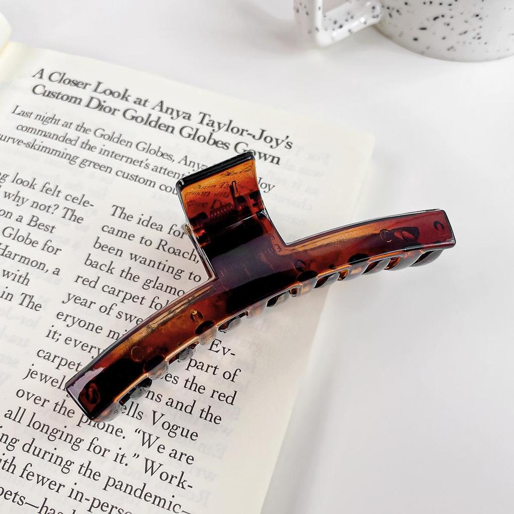 Korean Style Transparent Arc Semi-Circular Hair Clip for Women's Updo - High-End Hollow Shark Clip