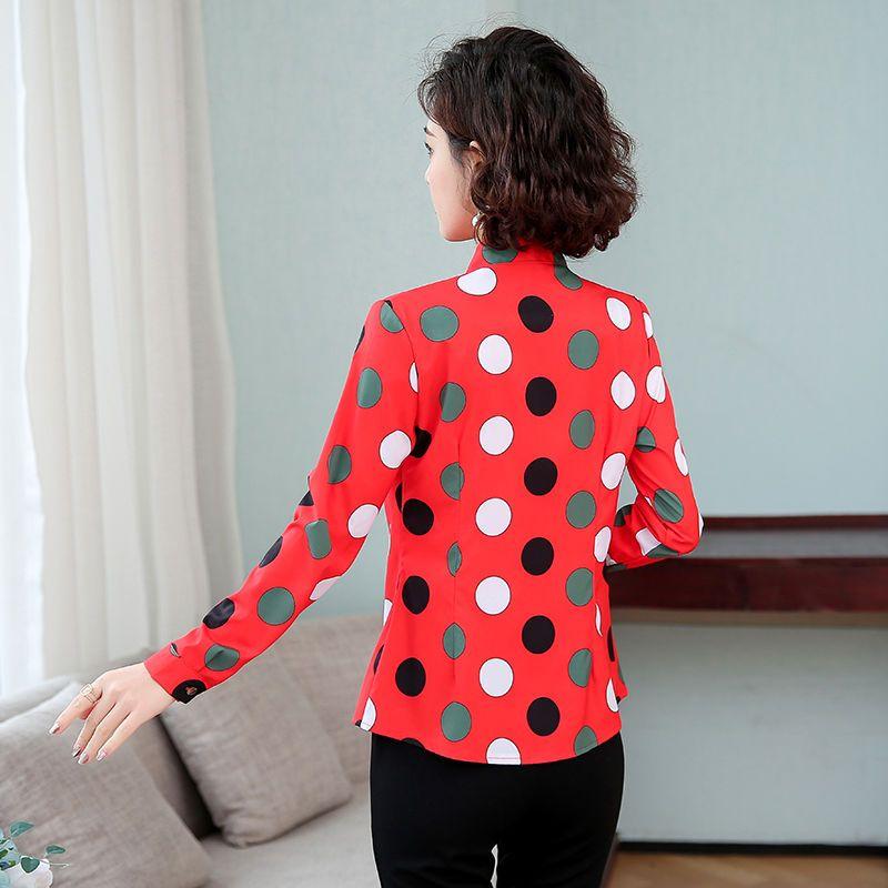 Bow Tie Tied Long Sleeved Top Korean Version Chiffon Shirt Women's Spring Autumn New Polka Dot Bottoming Blouse S-5XL