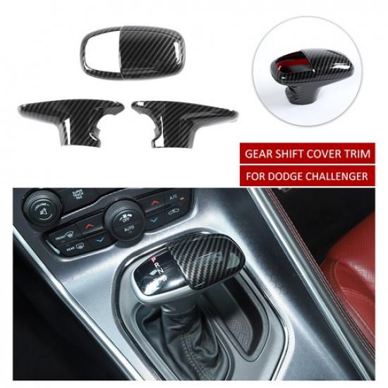 

Gear Shift Knob Cover Decor Trim for Dodge Challenger/Charger 2015+ Carbon Fiber