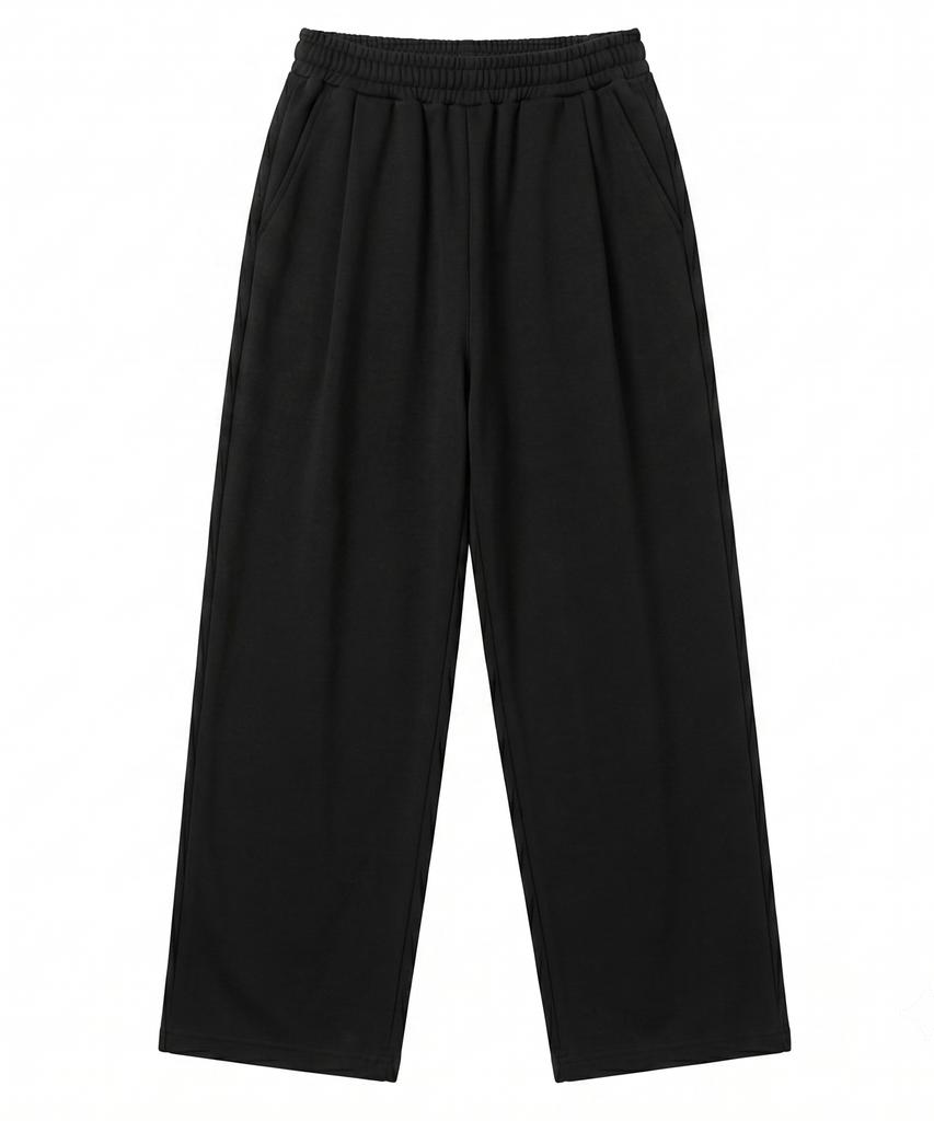 Noming One-Pleat Wide Sweatpants - Black
