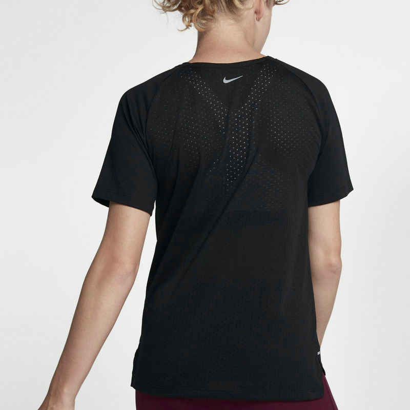 Nike Dri-Fit Tailwind Running T-Shirt Women Tops Black 890192-010