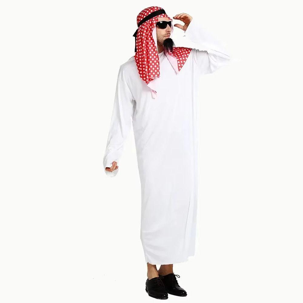 Cosplay Arab Robe Set White Robe Halloween Costumes Unique Dubai Style Stage Dress  Trade Party
