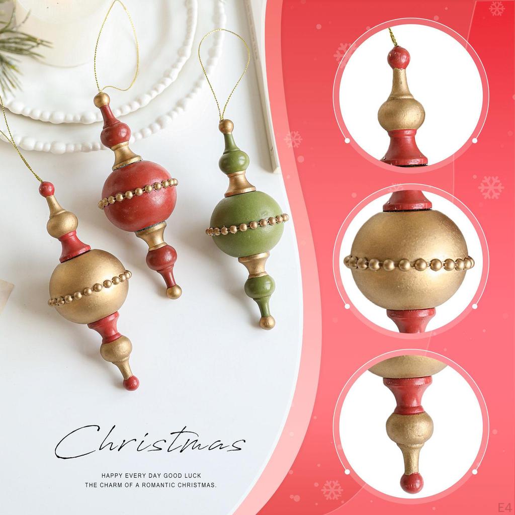 Christmas Tree Ball Ornament Gourd Shaped Bauble with Hook Rope Shiny Xmas Hanging Decoration for