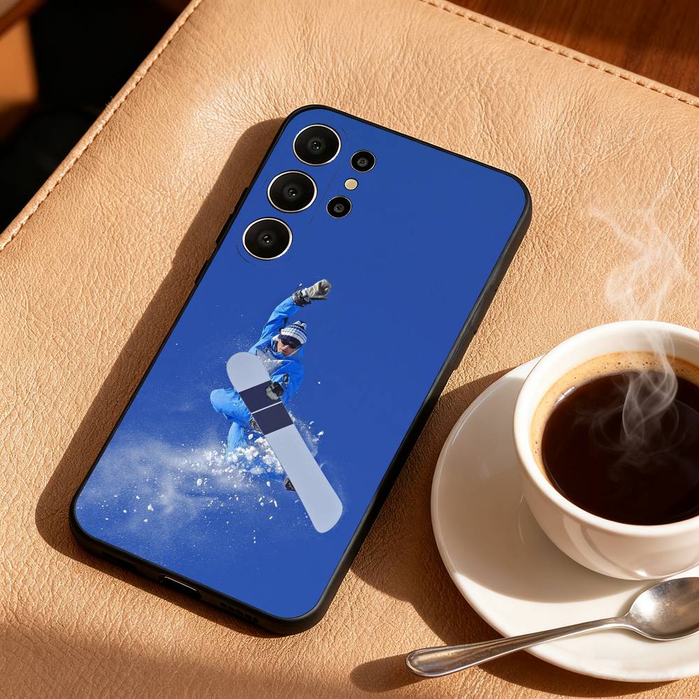 S-Snow Snowboard Ski Phone Case For Samsung S25,24,23,22,30,21,10,9,Ultra,Plus,Lite,FE Soft Black Case