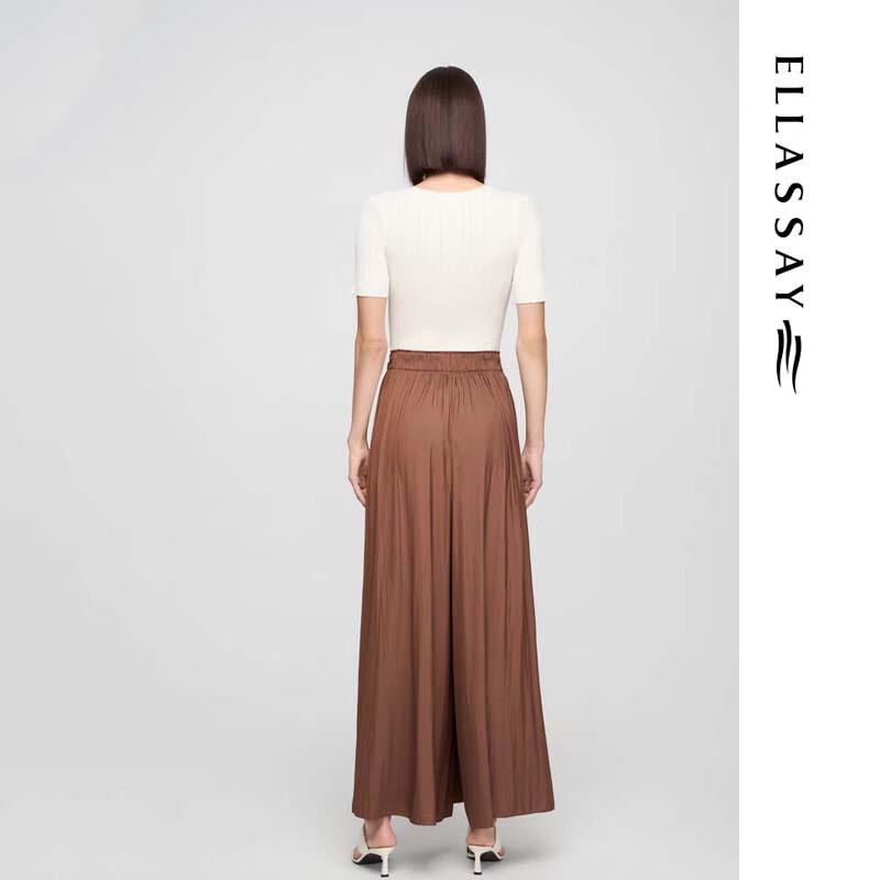 ELLASSAY Women's Round Neck Slim Fit Hollow Knit Top