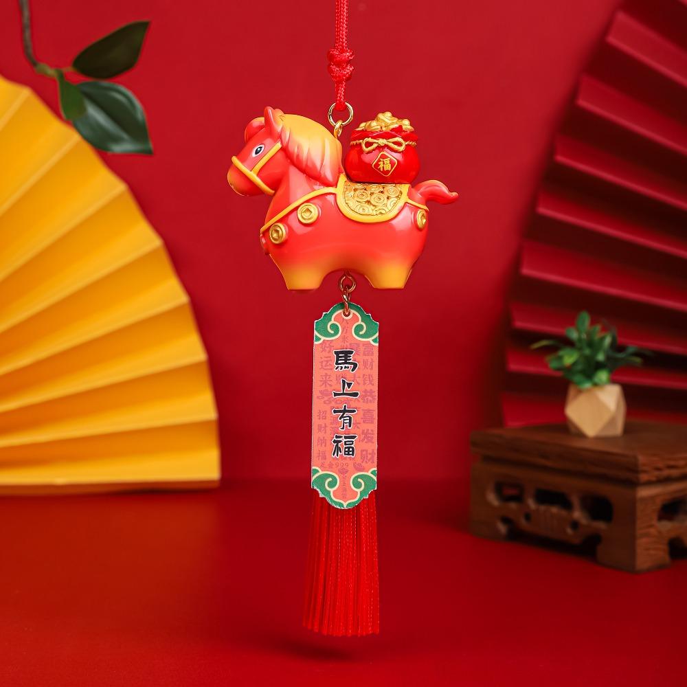

Tang Horse Spring Festival Car Hanging Pendant Zodiac Pony Figurine Car Ornament Festive Decor Red Style 2
