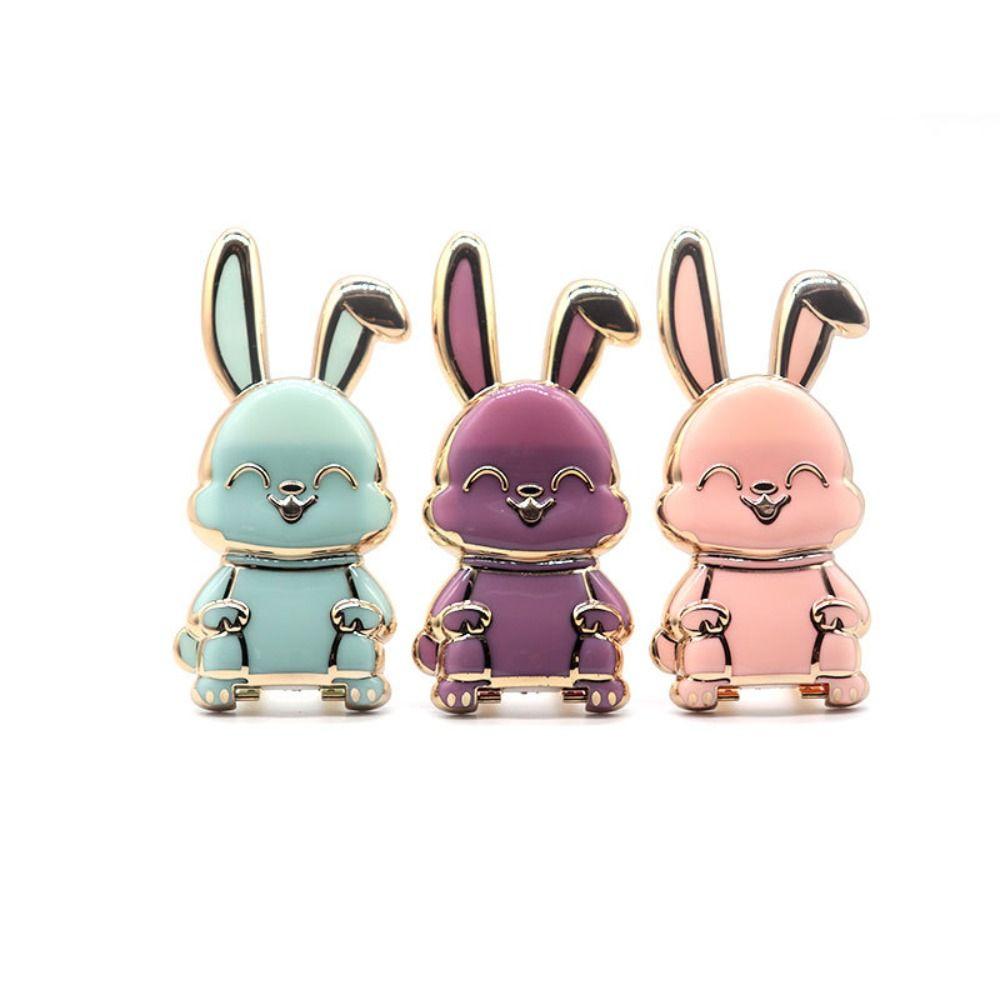 Back Sticker Pad 3D Folding Phone Stand Rabbit Ring Bracket Mobile Phone Holder Pull Rod Support
