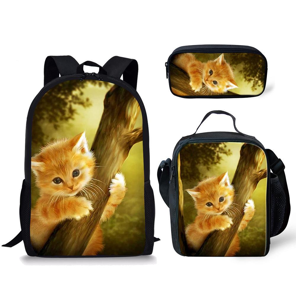 Classico Popolare animale Piccolo bradipo cavallo Stampa 3D 3pz/Set alunno Zaini Scolastici Zaino per Laptop Zaino Giornaliero Borsa Pranzo Astuccio