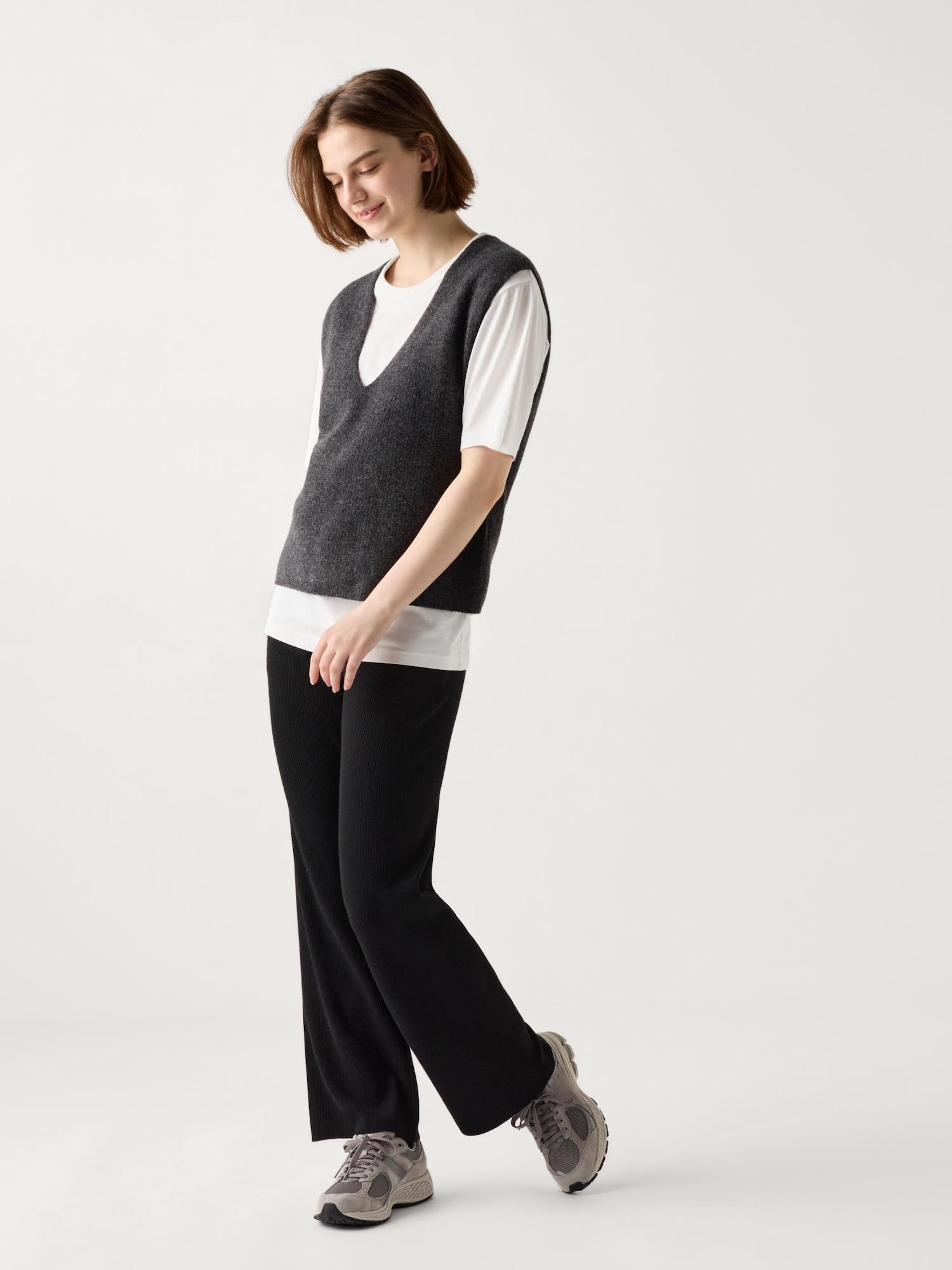 

Uniqlo Япония моющиеся трикотажные брюки в рубчик, длинные 09 BLACK/XS