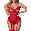 Avidlove Sexy Lingerie for Women Cut Out Garter Mesh Lace Teddy | Special Cup, Convinient Crotch, Hollow Out with Bow, Lace Ruffle Hem, Garter Belt,
