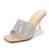 Fashion Colorful Crystal Stone Stripes Slippers Luxurious Rhinestone Sandals Bling Bling Multicolor Summer Shoes Strange Heels Sandals