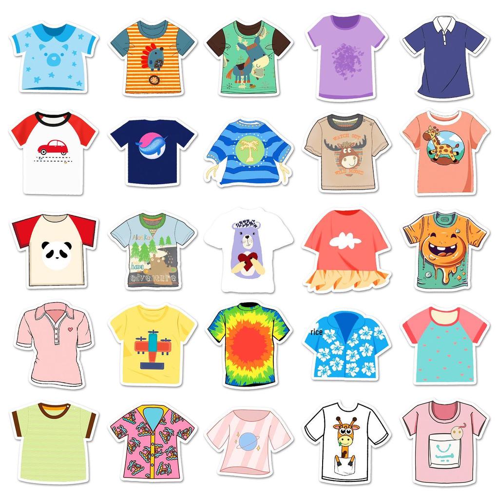 50 Cute Cartoon T-Shirt Graffiti Stickers: Summer Decoration for Water Bottles, Computers, and DIY Projects.