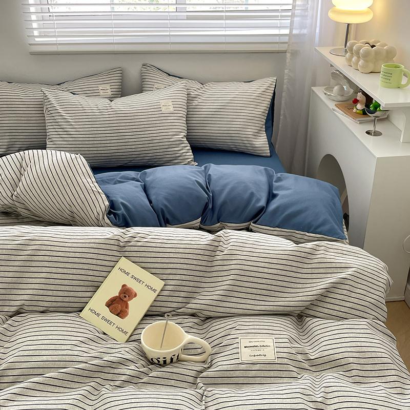 Plaid Style Bedding Set Skin-friendly Quilt Cover Pillowcase Bedsheet Home Bed Linen Sets Single/Full/Queen/King Size Bedclothes