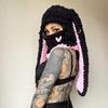New Devil Horn Mask Thickened Fleece Knitted Hat Ice Strip Line Warm Neck Protection Punk Sweet Cool Wind Headgear Winter