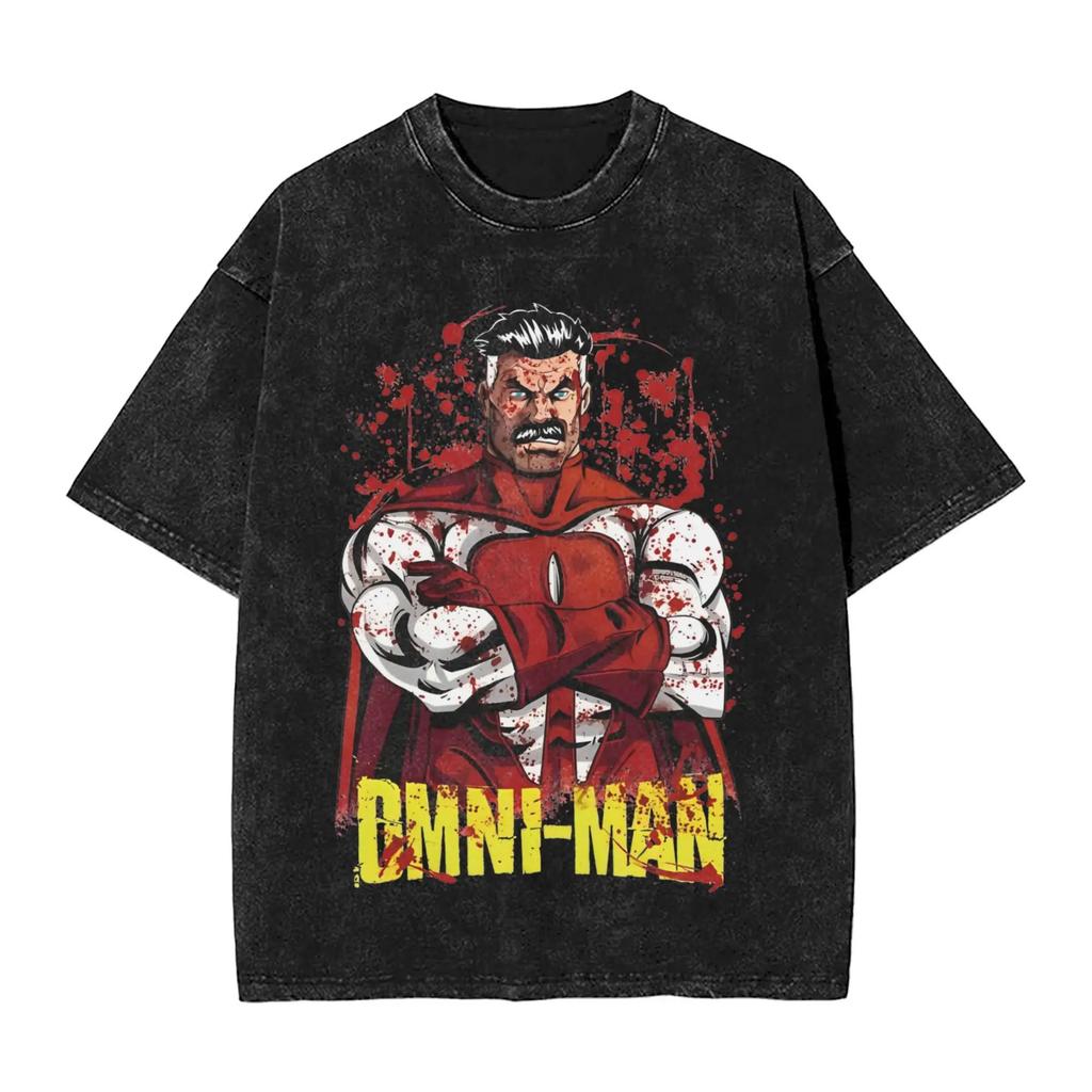 Anime Crazy Invincible Graphic Print TShirt Vintage Washed Harajuku YK Fashion Summer Tee Crew Oneck Cotton Luxurious Top