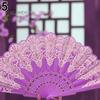 Cute Ethnic Dance Golden Tone Hand Held Flower Fan
