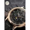 Salvatore Mara Armbanduhr Mondphase Multikalender 5 ATM wasserdicht Business Formal Herren Lederarmband limitiertes Modell Roségold Weiß