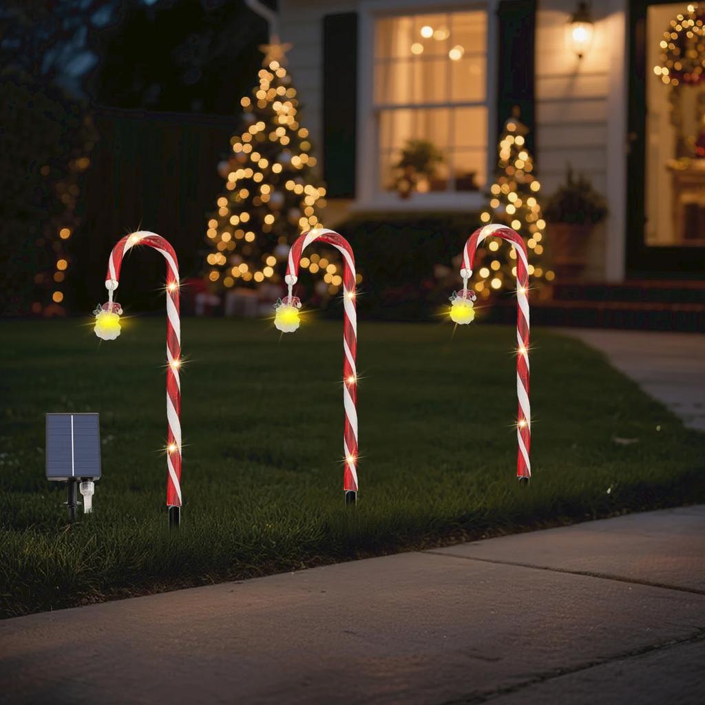Solar-Powered LED Candy Cane Lights - Indoor And Outdoor Holiday Decor For Gardens, Paths, And Christmas Decorations