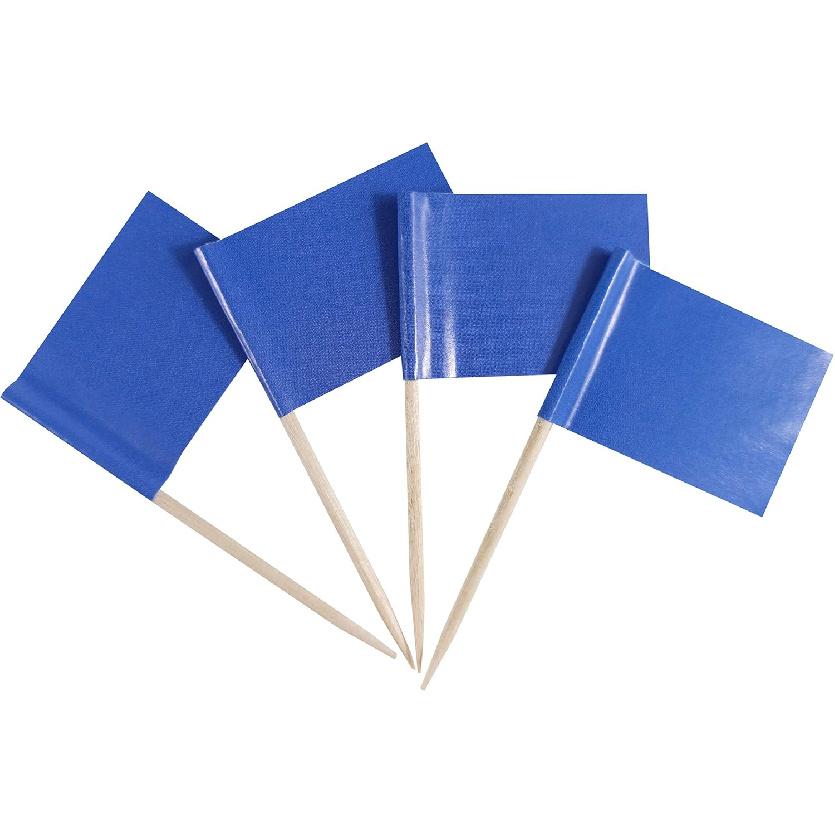JBCD 200 Pcs Pure Red Blue Yellow and Green Flags Toothpicks 4 Soild Color Cupcake Toppers Decorations, Cocktail Toothpick Flag Cake Topper Picks