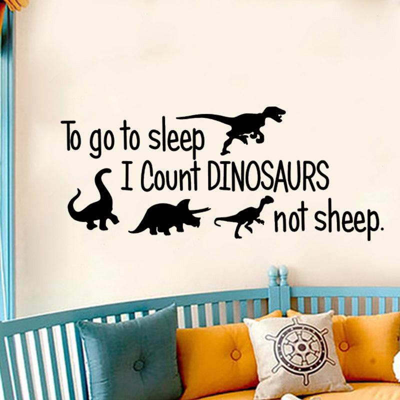 To Go To Sleep I Count Dinosaurs Not Sheep Wall Sticker For Kids Room Decoration Mural Art Decals Wallpaper Home Decor Stickers