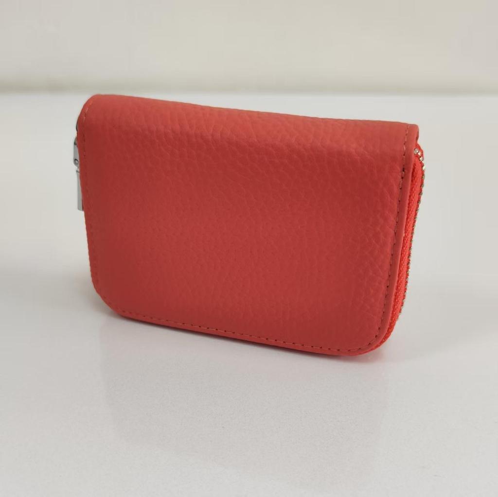 Best-Selling Women's Cowhide Zipper Accordion Card Holder with Multi-Card Slots