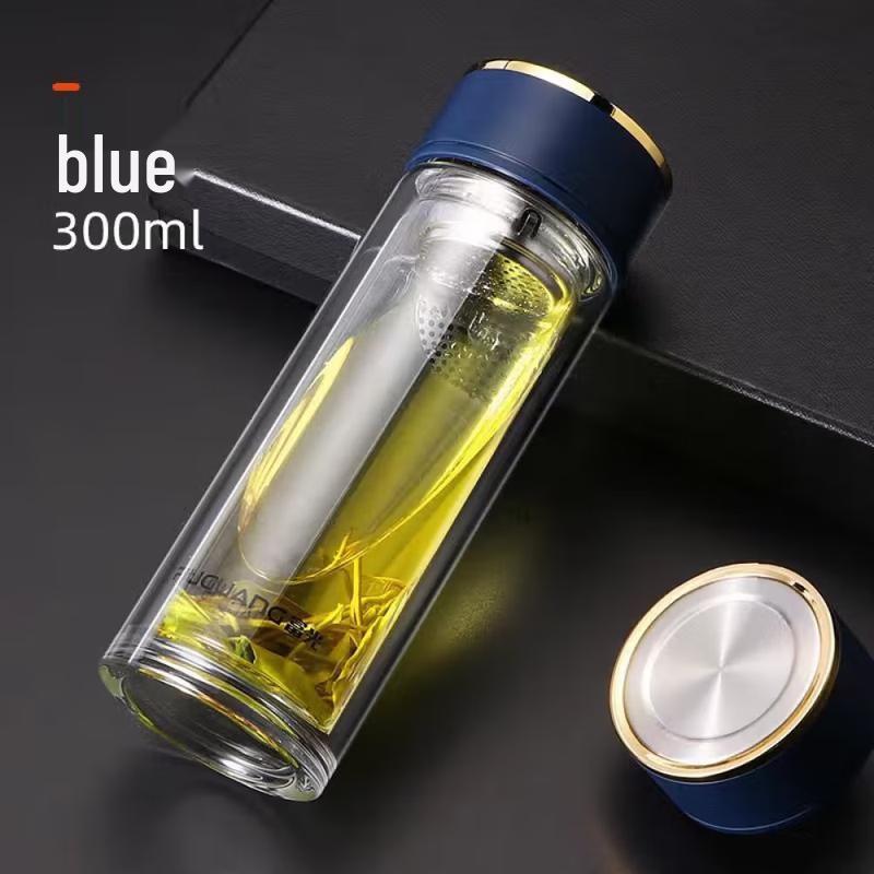 FUGUANG Double Wall Glass Tea Bottle with Lid