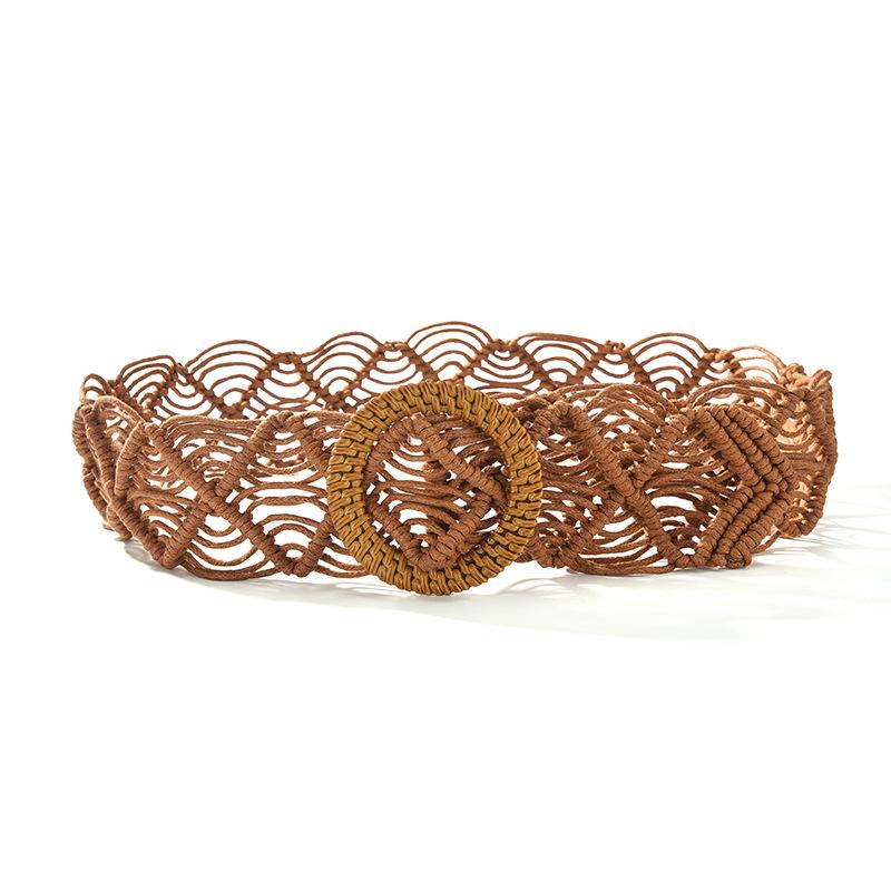 Retro Wax Rope Woven Women'S Skirt Coat Belt Hand-Woven Ethnic Style Super Wide Waist Seal Decorative Belt