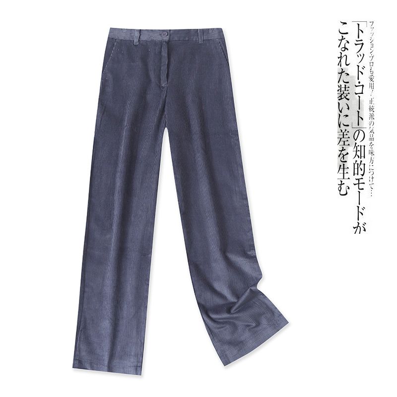 

Corduroy Wide-Leg Pants Spring & Fall New Arrival Foreign Trade Women s Clothing Fashion High Waist Zipper Button Straight-Leg Trousers 31130 Grey B- 16-17-5 L