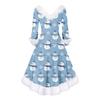 Women's Fashion V-neck Casual Fit Christmas Print Party Long Sleeve Dress