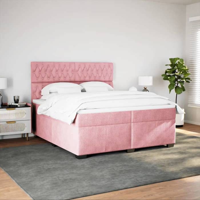 Maison Exclusive - Sommier à lattes de lit avec matelas Rose 200x200 cm Velours