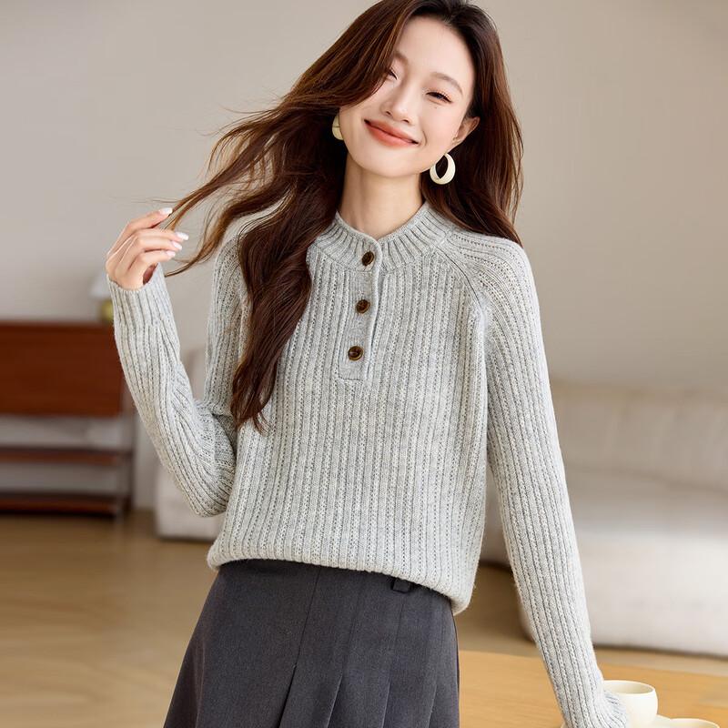 Srcr Women's 100% Wool Ribbed Knit Sweater