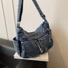 Denim Bag Women's Large Capacity Shoulder Bag Multi-Pocket Commuter Crossbody Bag