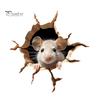 Removable Glass Window Clings Peeking Mouse Wall Sticker, 3D Broken Hole Effect Decals, Funny Waterproof PVC Decals Stickers, Art for Bedroom