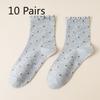 10 Pairs of Female Autumn Lovely Fungus Lace Small Polka Dot Tube Socks