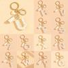 26 Initials Alphabet A To Z Letter Keychain Beige Heart-Shaped Tassel Keyrings Fashion Bag Hanging Ornament Car Trinket Gifts