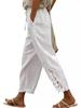 Autumn Lace Patchwork High-Waist Drawstring Cropped Casual Pants with Pockets 2025