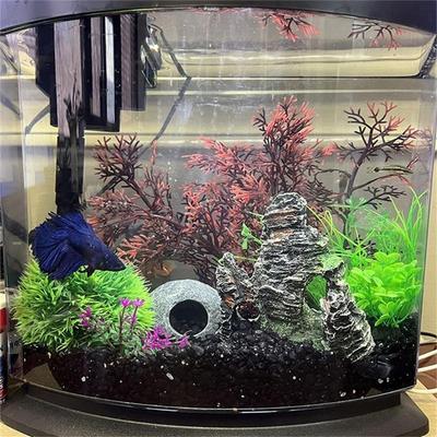 Fishtanks Scene Decoration with 7Pieces Artificial Fishtanks Plastic Plant and Cave Rock Aquariums Landscaping Coral Grass X3UC