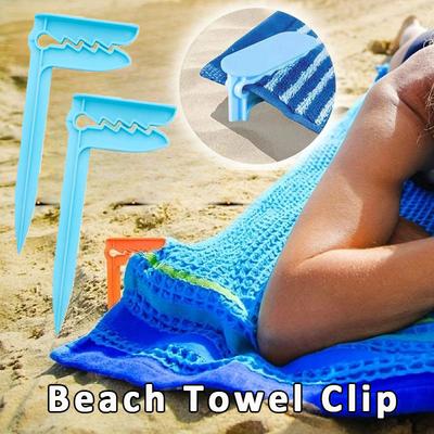 4Pcs Beach Towel Clip Camping Mat Clip Outdoor Decor Clothespins Sheet Holder Towel Clamp Clothes Pegs Tent Clips Random Color