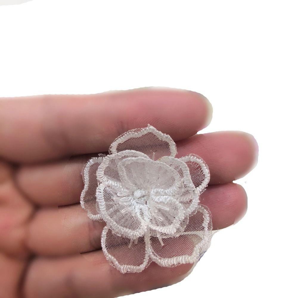 10PCS Sew on Flower Patches Organza Clothes Patches Garment Organza Flower Applique  Shirts