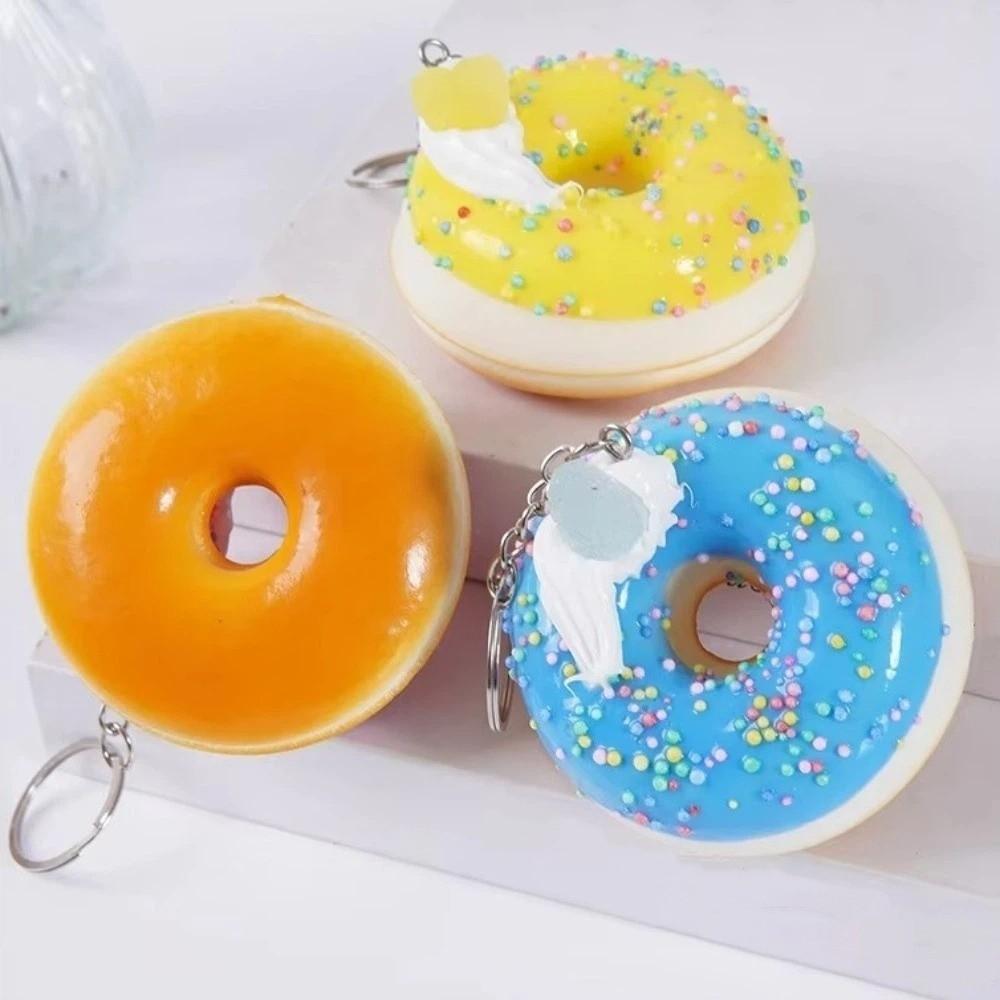 Quick Rebound Donut Bread Squeeze Toy Keychain Simulated Food Slow Rebound Keyring New Year Gift