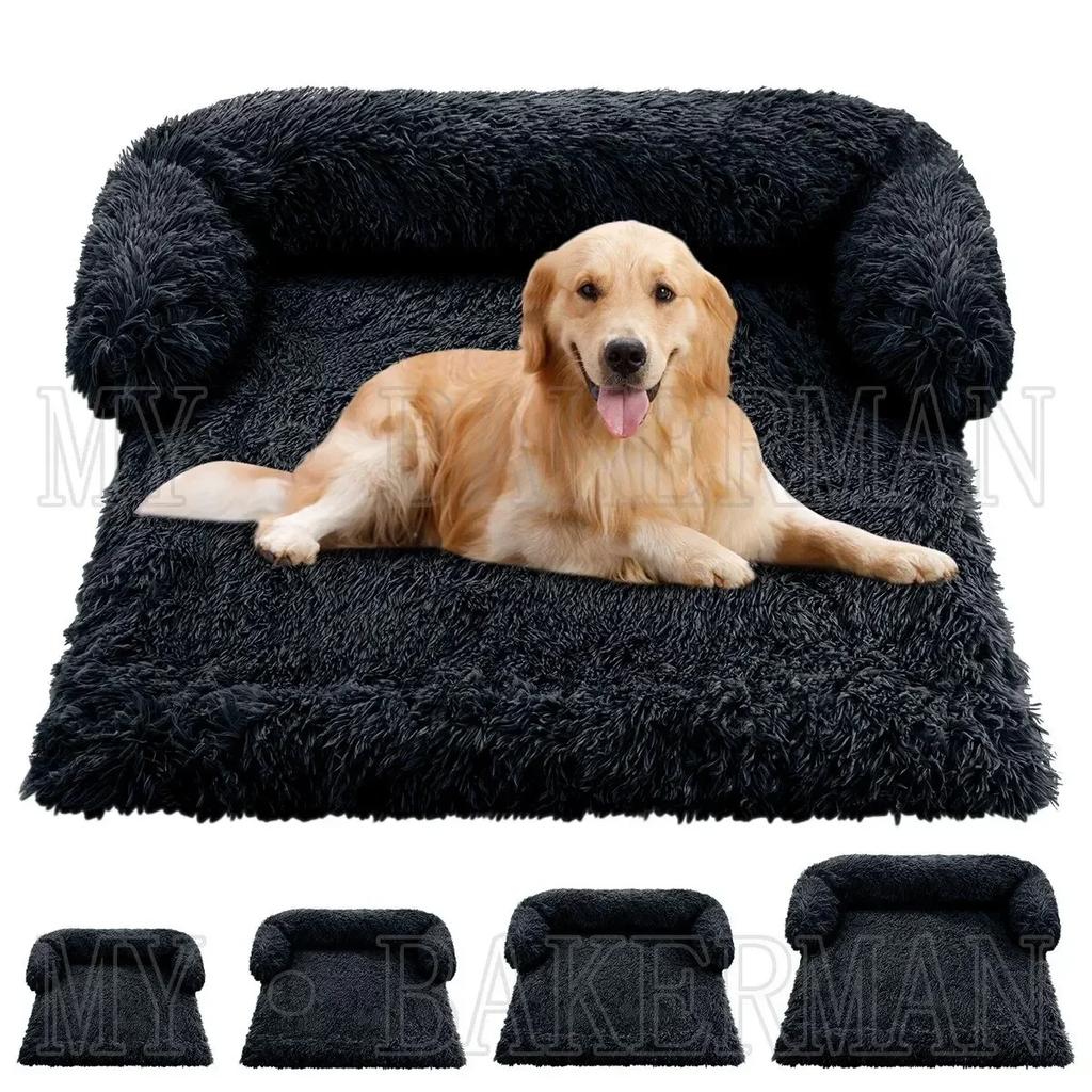 Tvättbar mjuk husdjurshundbädd soffa, stor hundsoffa säng, bekväm hund husdjursbädd, varmt överdrag, möbelskyddsdyna, kattfilt