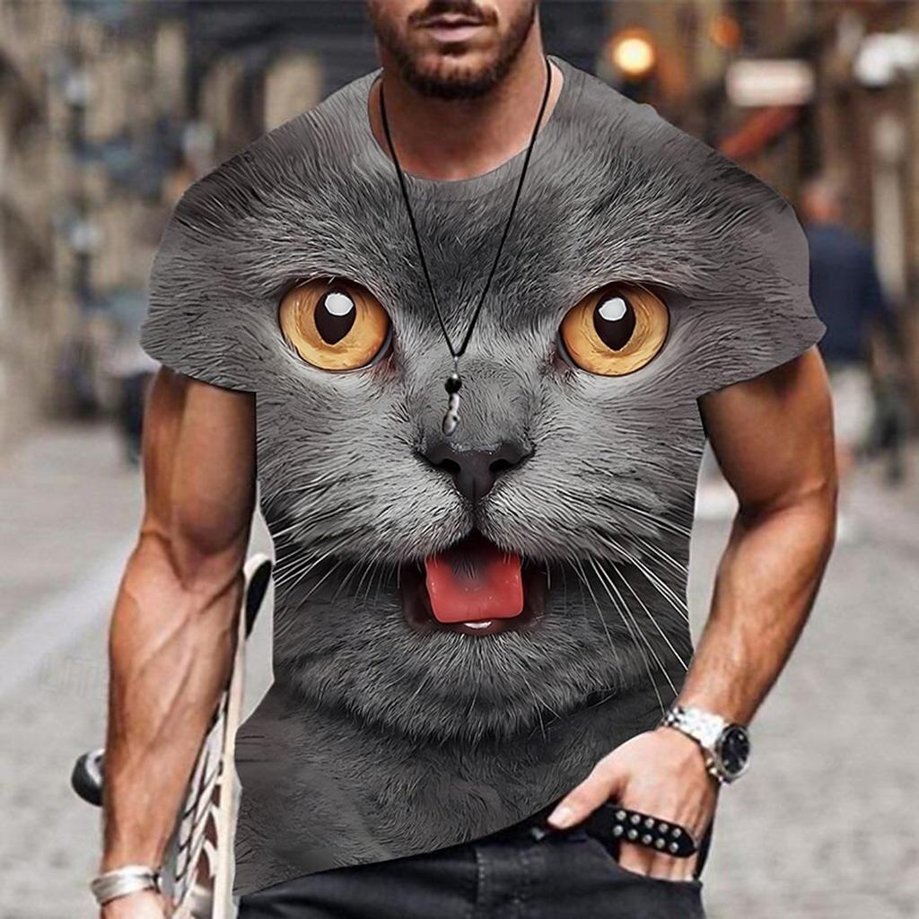 Men's summer street versatile T-shirt 3D printed retro lion new loose quick drying casual breathable short sleeved top