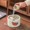 Golden And Jade Full Of Tea Washing Ceramic Kung Fu Tea Set Accessories Retro Home Office Tea Residue Tank Cup Washing Tea Ceremony Accessories