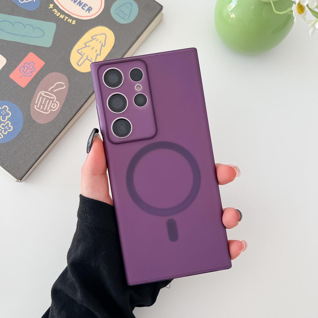 Suitable for Samsung S25ULTRA Matte Skin Feeling Protective Case S24 Refined Hole Ice Fog Magnetic Charging PC Phone Case S23