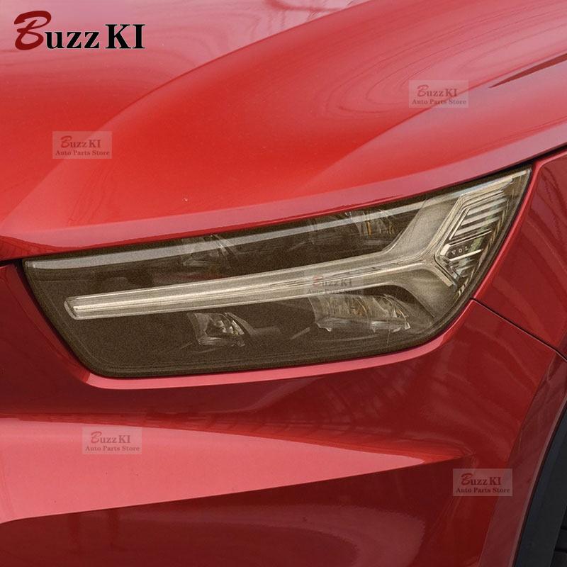 For Volvo XC40 2018-On 2 Pcs Car Headlight Protective Film Front Light Transparent Smoke Black TPU Sticker Accessories