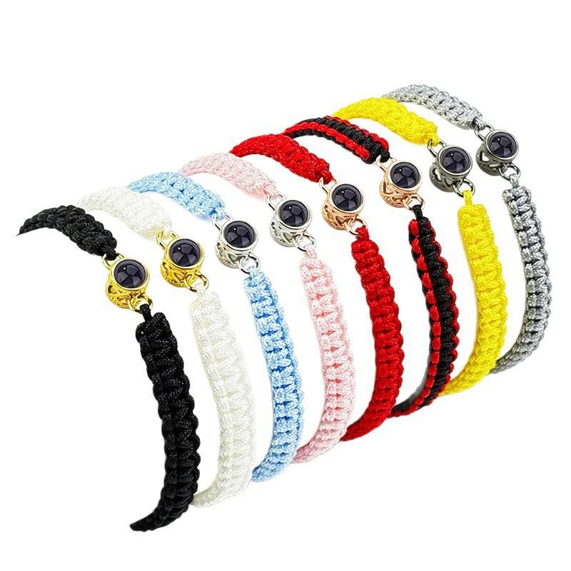 Браслет-проектор 100 языков в форме сердца: Цветные Фотобусины и Плетеная веревка - Идеальный Рождественский подарок